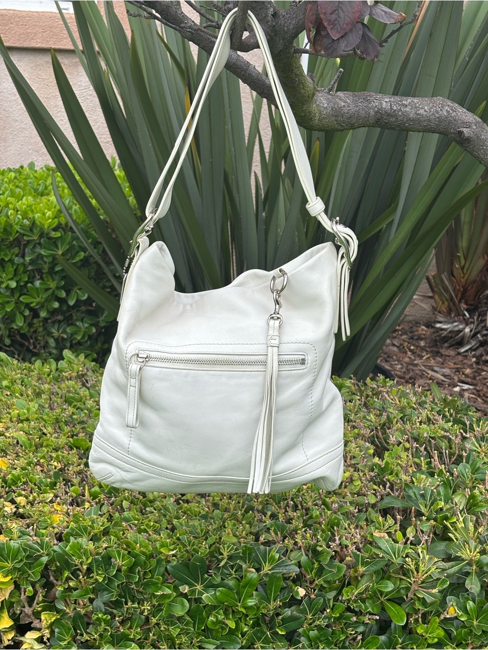 COACH -1414 White Tassel Shoulder Bag Vintage